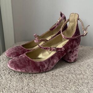 Circus by Sam Edelman Crushed Velvet Heeled Mary Janes | Size 8